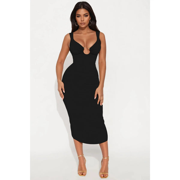 Paloma Backless Midi Dress - Black