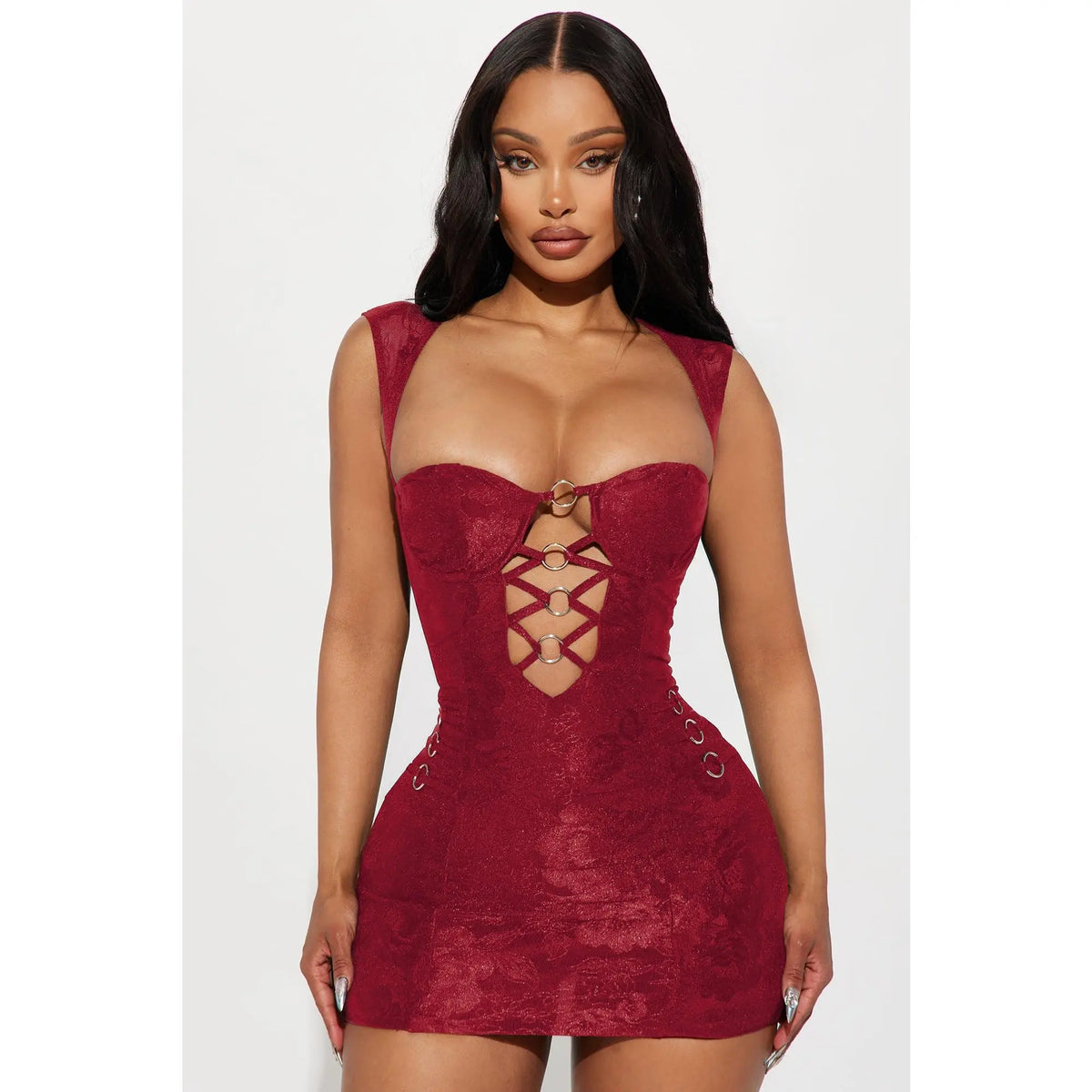 Liliana Lace Micro Mini Dress - Red