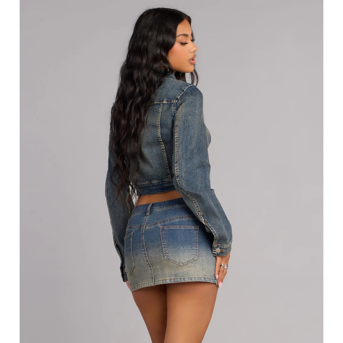 Fast Lane Cool Moto Denim Crop Jacket