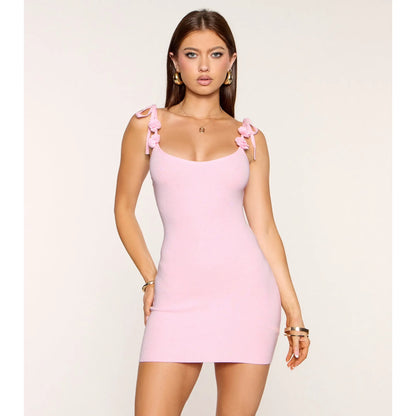 Flirty Plans Flower Strap Bodycon Mini Dress